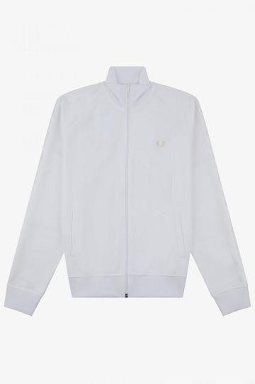 White Fred Perry Tonal Taped Track Men's Jackets | PH 1267VRWD